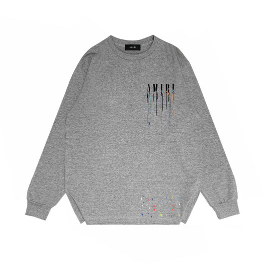 Amiri Paint Drip Core Logo Print Sweatshirt "Grey-Black"