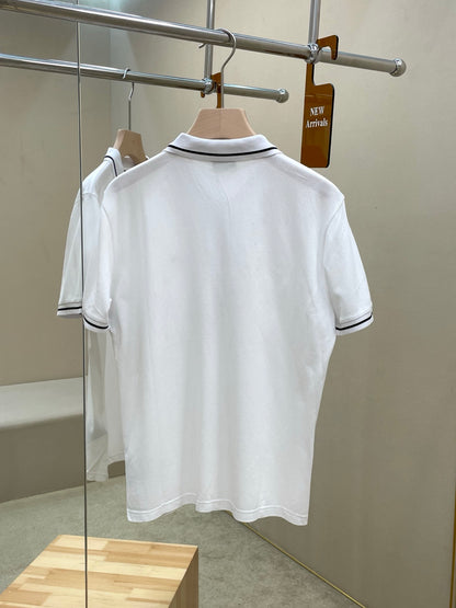 Dior Bee Embroidered Polo Shirt "White Cotton Mesh Fabric"