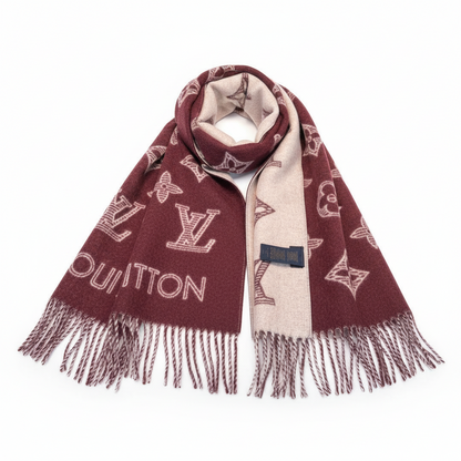 Louis Vuitton Monogram Shadow Scarf "Burgundy"