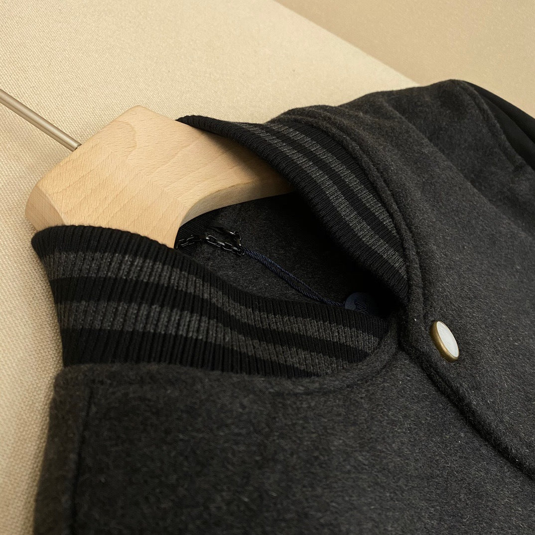 Louis Vuitton Leather Varsity Jacket "Anthracite"