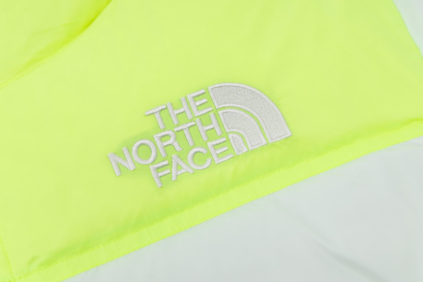 The North Face Nuptse Short Down Jacket "White-Neon Yellow"