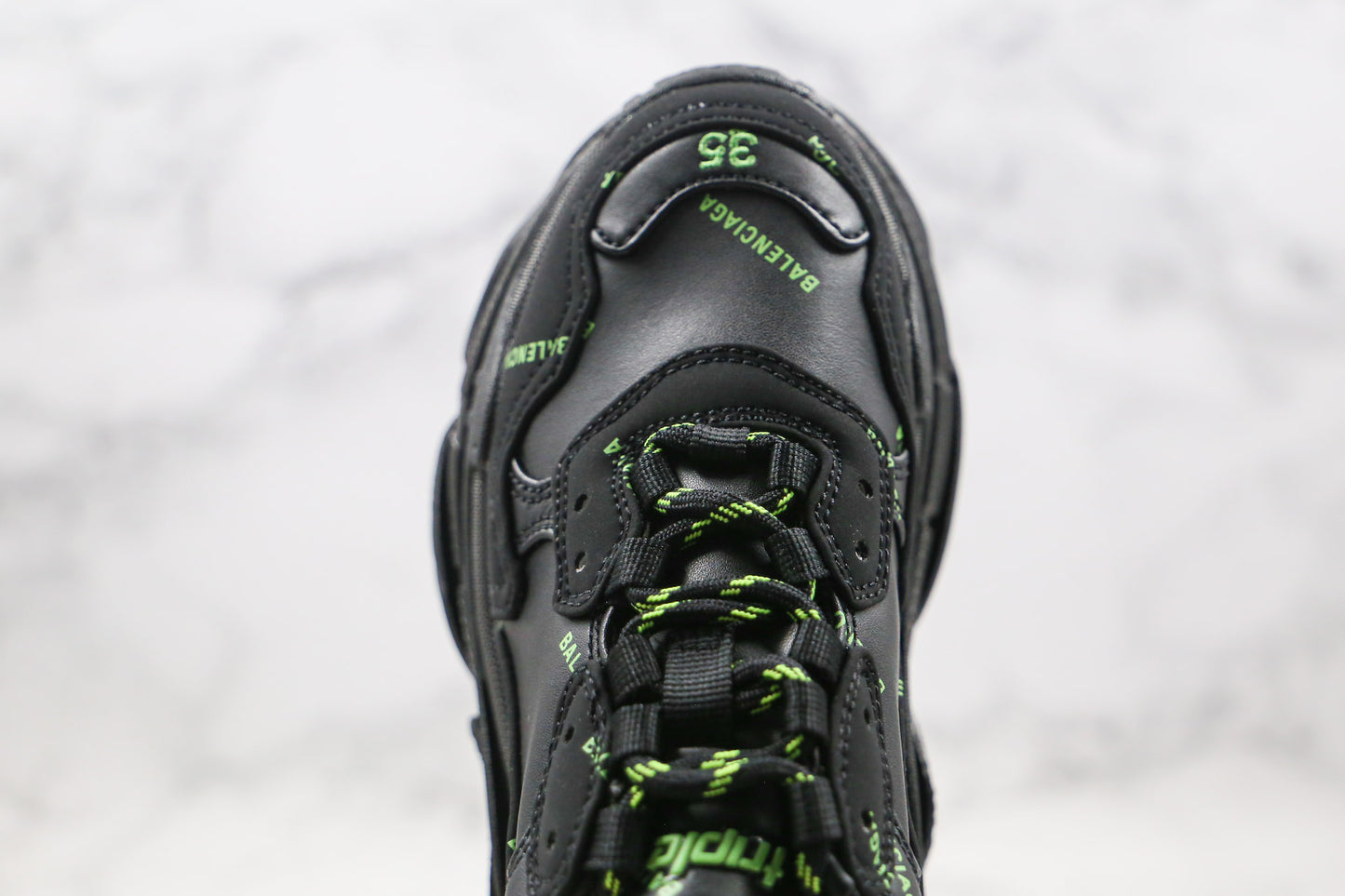 Balenciaga Triple S "Black-Green All Over Logo"