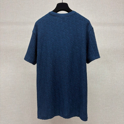 Dior Oblique T-Shirt "Navy Blue Terry Cotton Jacquard"