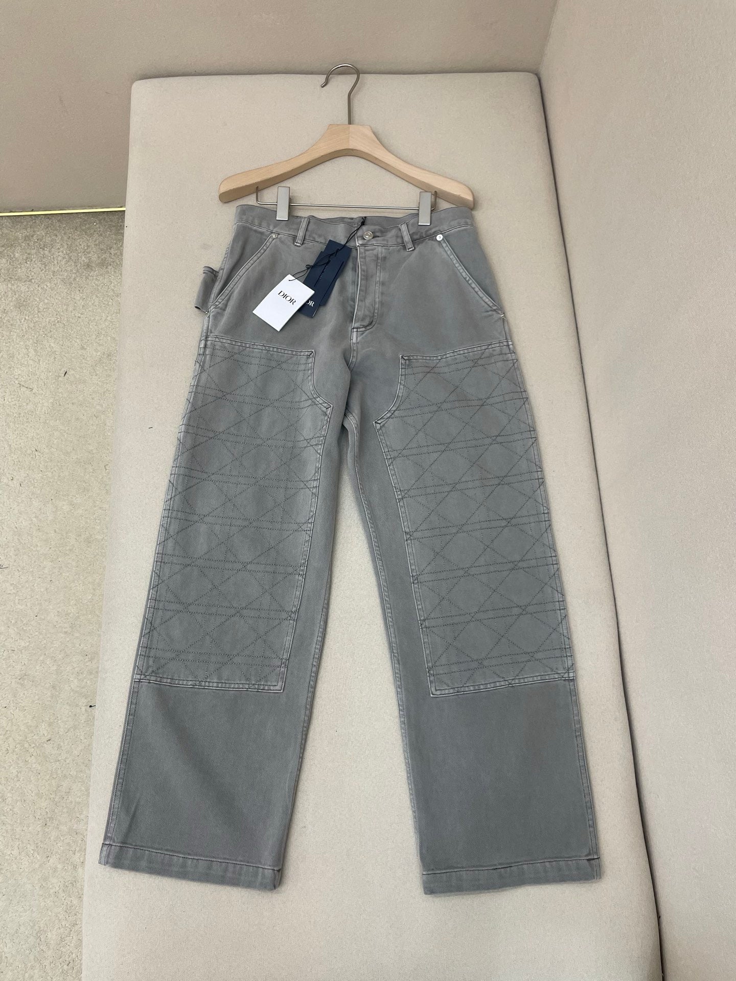 Dior Cannage Carpenter Jeans "Gray Cotton Twill"