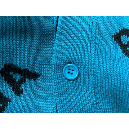 Balenciaga All-Over Logo Cardigan "Dark Blue-Black"
