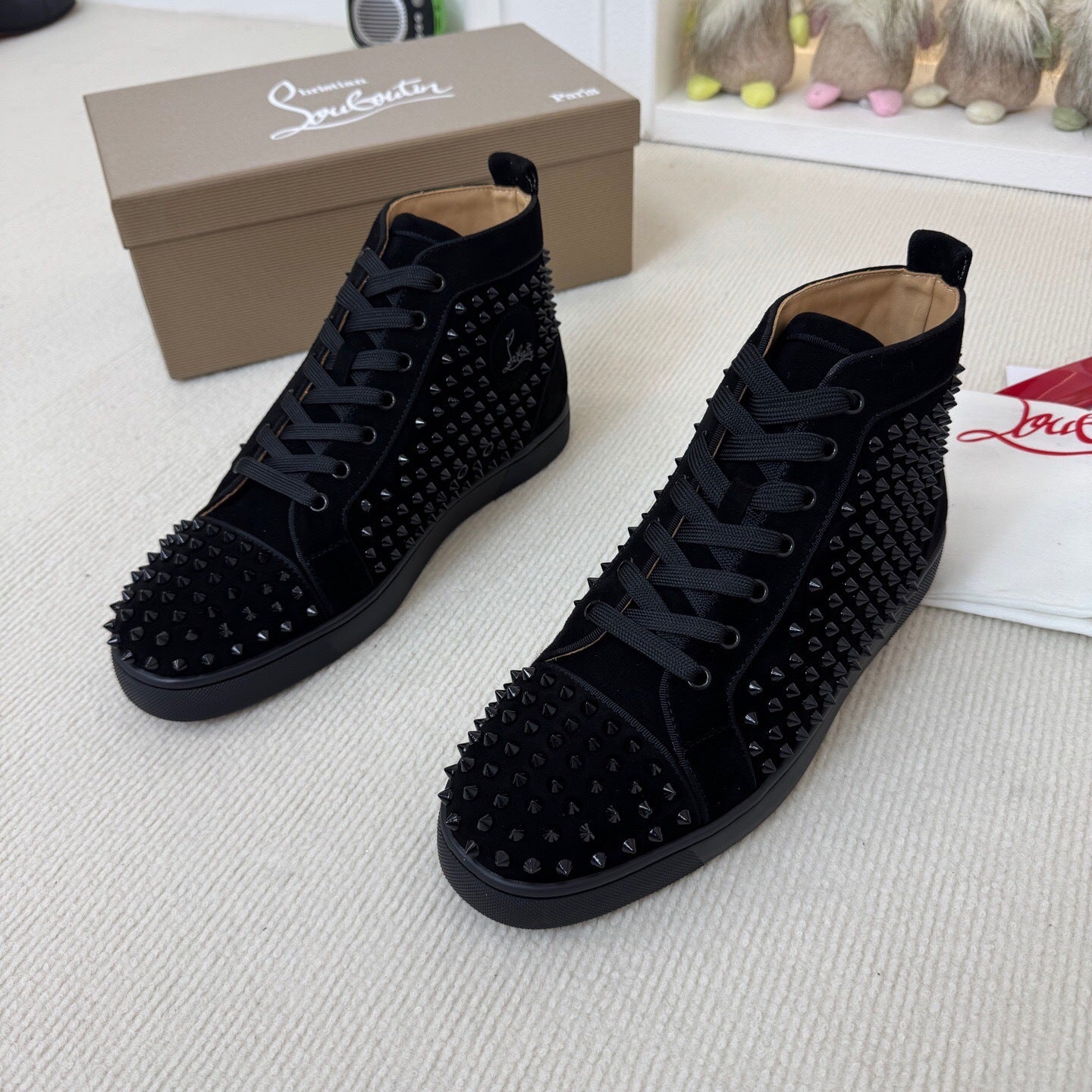 Christian Louboutin Orlato Suede Spikes "Black"