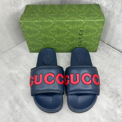 Gucci Slides "Navy Blue-Red"