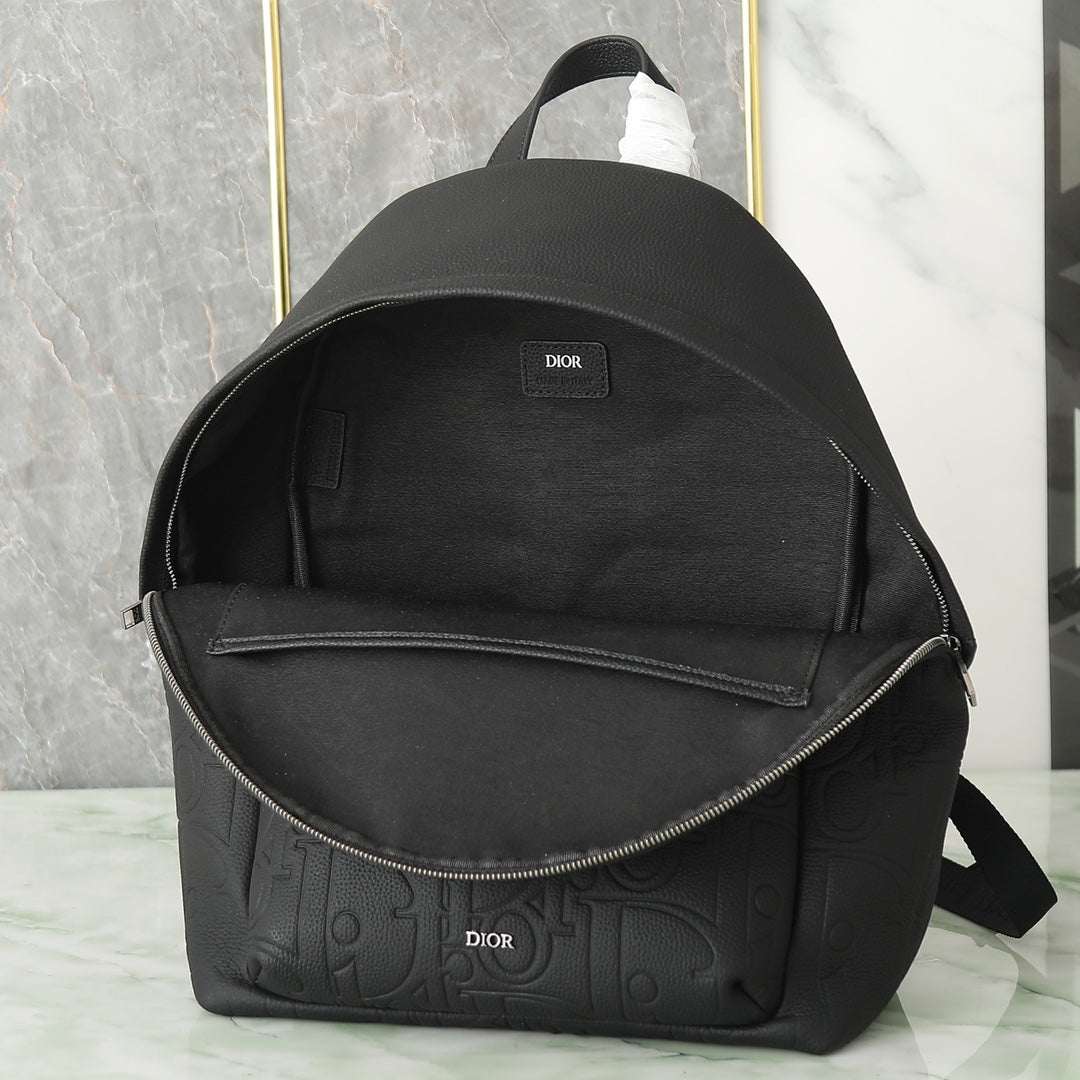Dior Rider Zipped Backpack "Black Dior Gravity Grained Leather and Black Grained Calfskin"