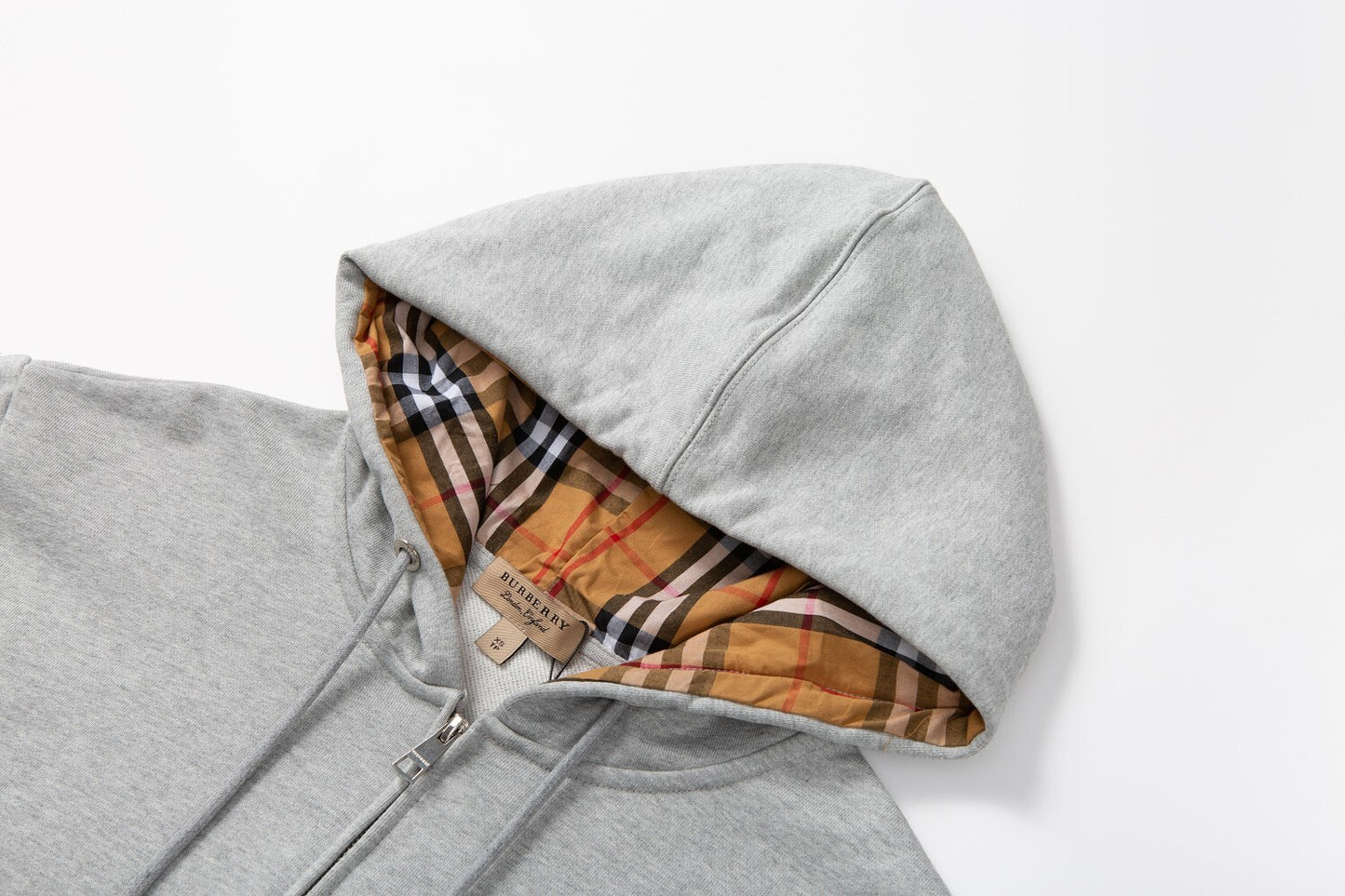 Burberry Hove Check Embroidery Logo Zip-Up Hoodie "Grey"