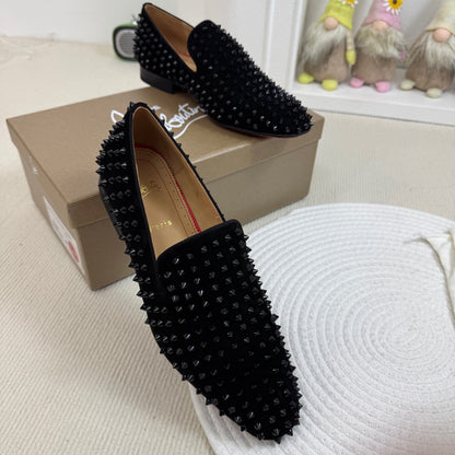 Christian Louboutin Dandelion Spikes Loafers Veau Velours "Black"