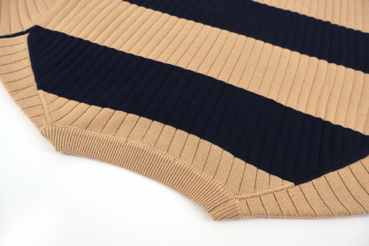 Moncler Striped Wool Sweater "Beige-Navy"