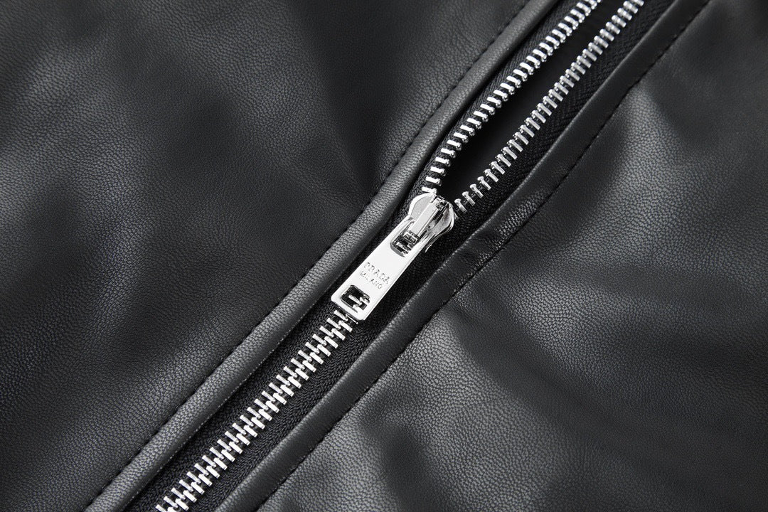 Prada Leather Bomber Jacket "Black"
