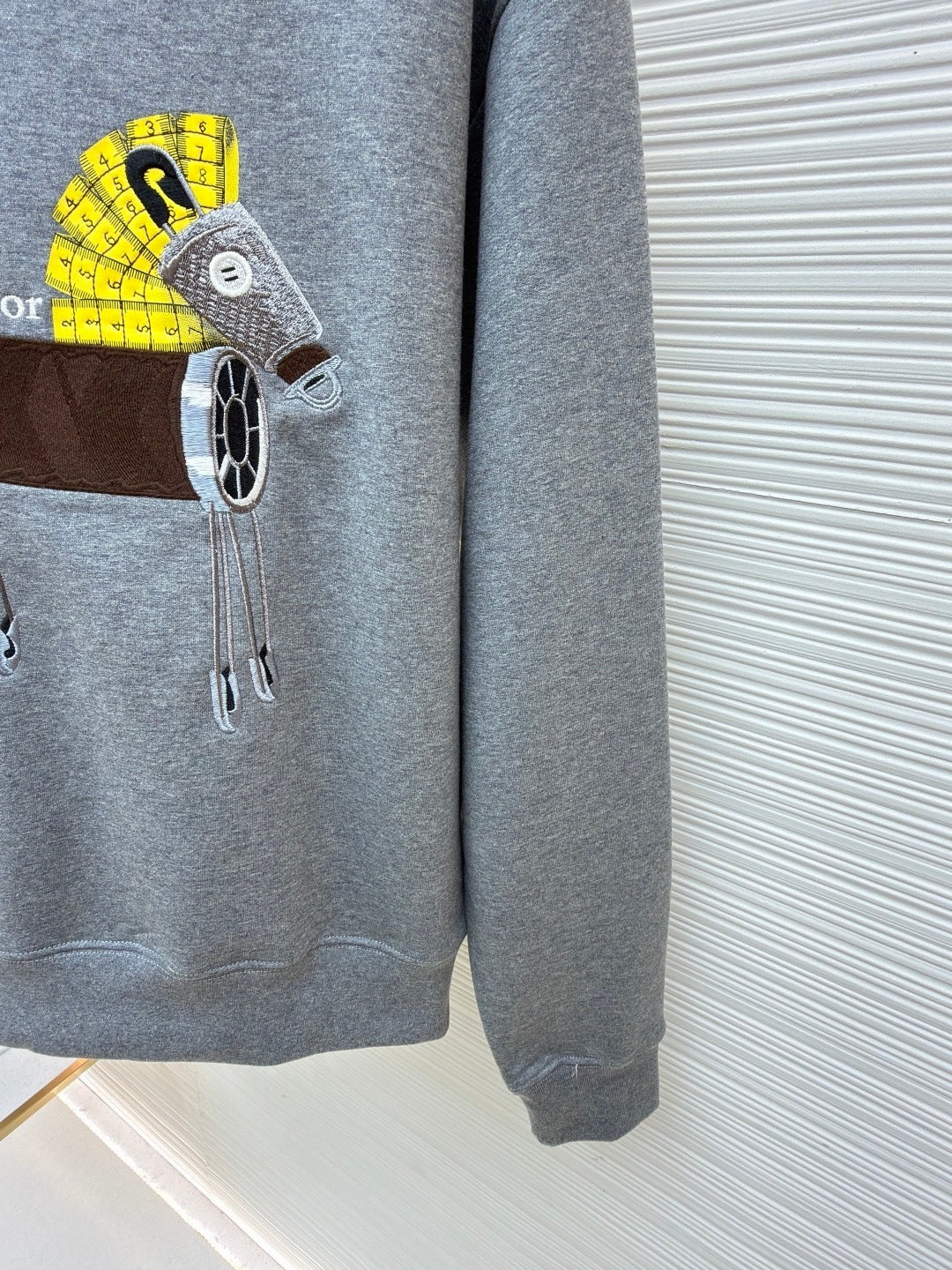 Dior Sweatshirt with Horse Embroidery and Print "Gray Cotton Fleece"