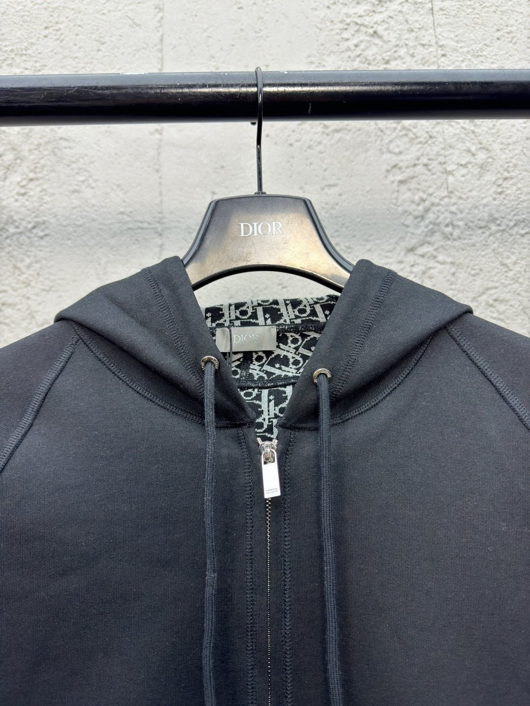 Dior Hooded Track Jacket "Black Cotton and Cashmere Knit"