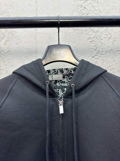 Dior Hooded Track Jacket "Black Cotton and Cashmere Knit"