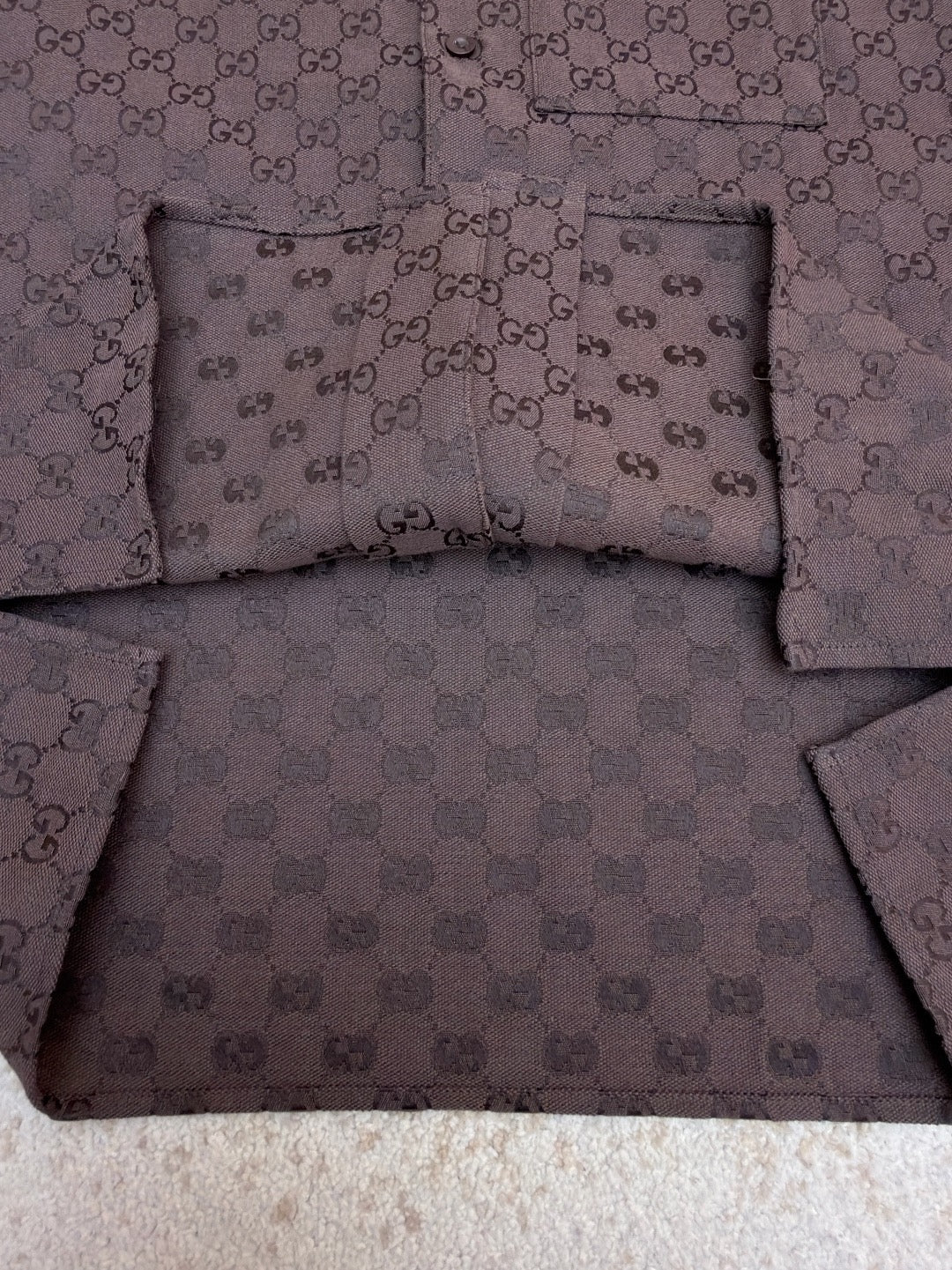 Gucci GG Canvas Linen Blend Bowling Shirt "Brown"
