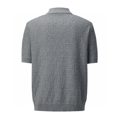 Fendi FF Cotton Tricot Polo Shirt "Gray"