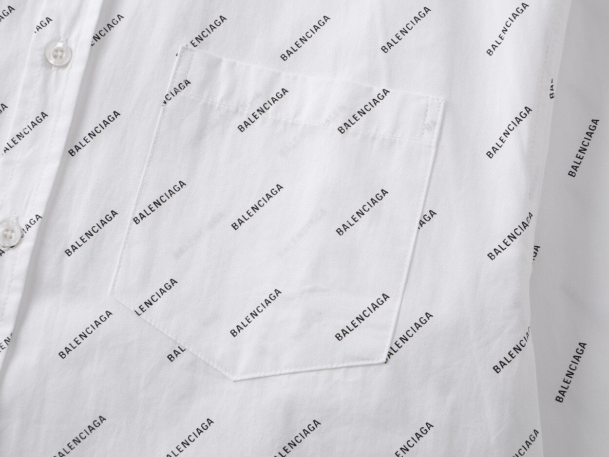 Balenciaga All Over Logo Shirt "White"