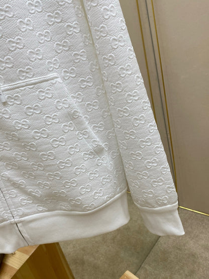 Gucci Embossed GG Technical Jersey Zip Jacket "White"