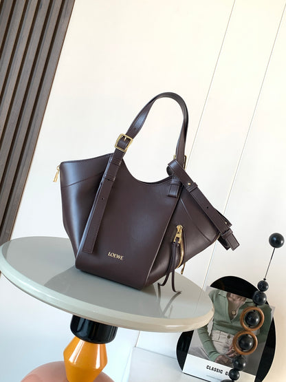 Loewe Hammock Flip Bag in Classic Calfskin "Dark Chestnut"
