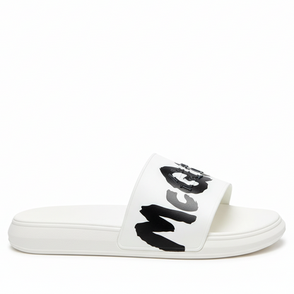 Alexander McQueen Graffiti Rubber Pool Slide "White-Black"