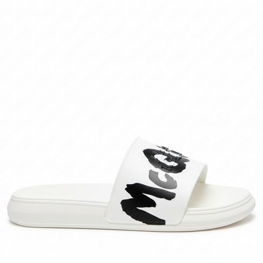Alexander McQueen Graffiti Rubber Pool Slide "White-Black"