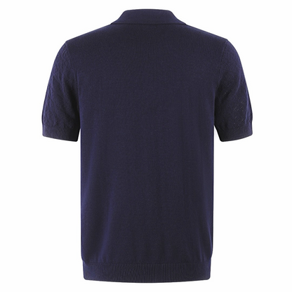 Fendi Cotton and Viscose Tricot Polo Shirt "Dark Blue"