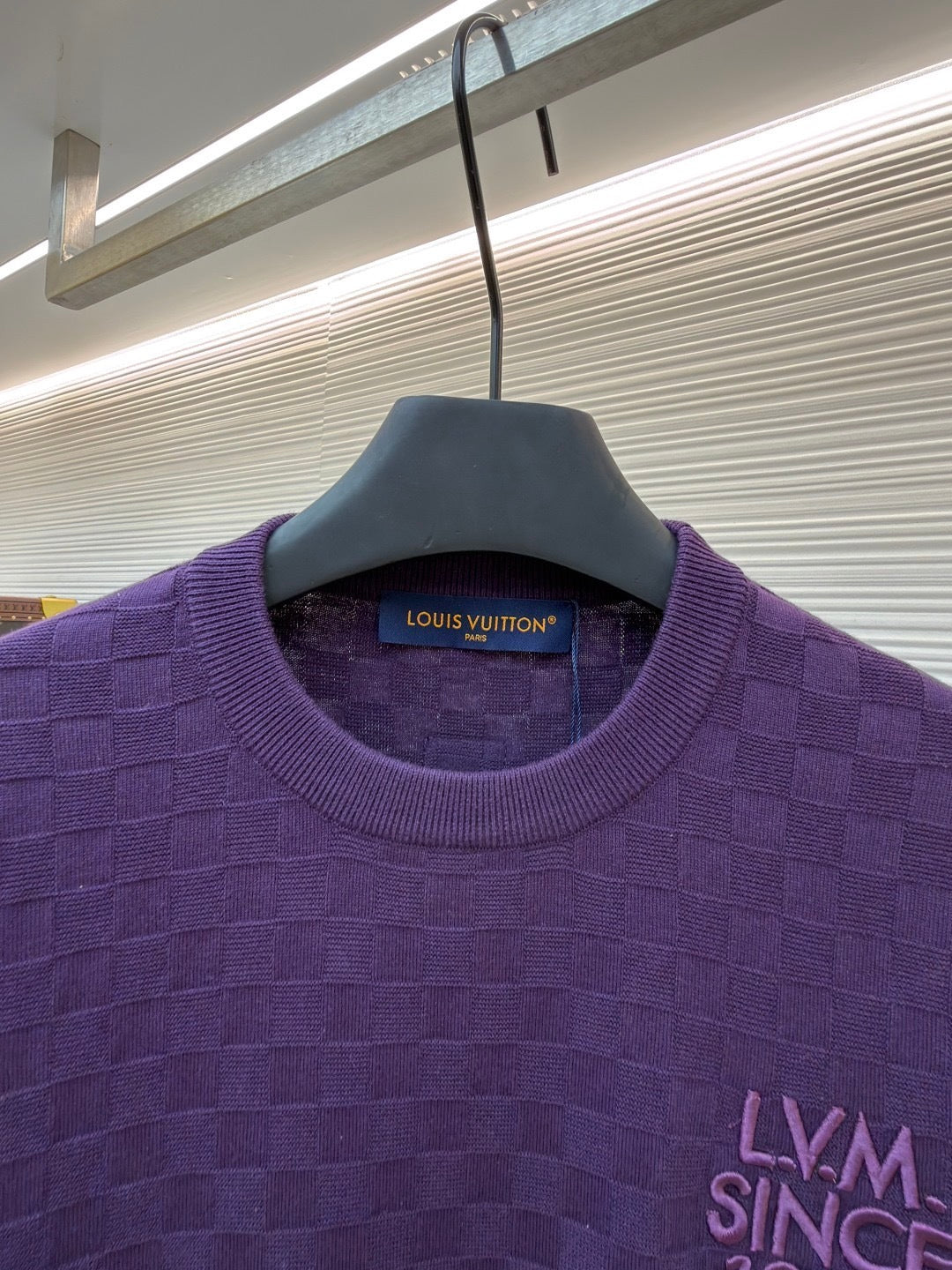 Louis Vuitton Damier Jacquard Short-Sleeved Crewneck "Purple Indigo"