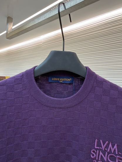 Louis Vuitton Damier Jacquard Short-Sleeved Crewneck "Purple Indigo"