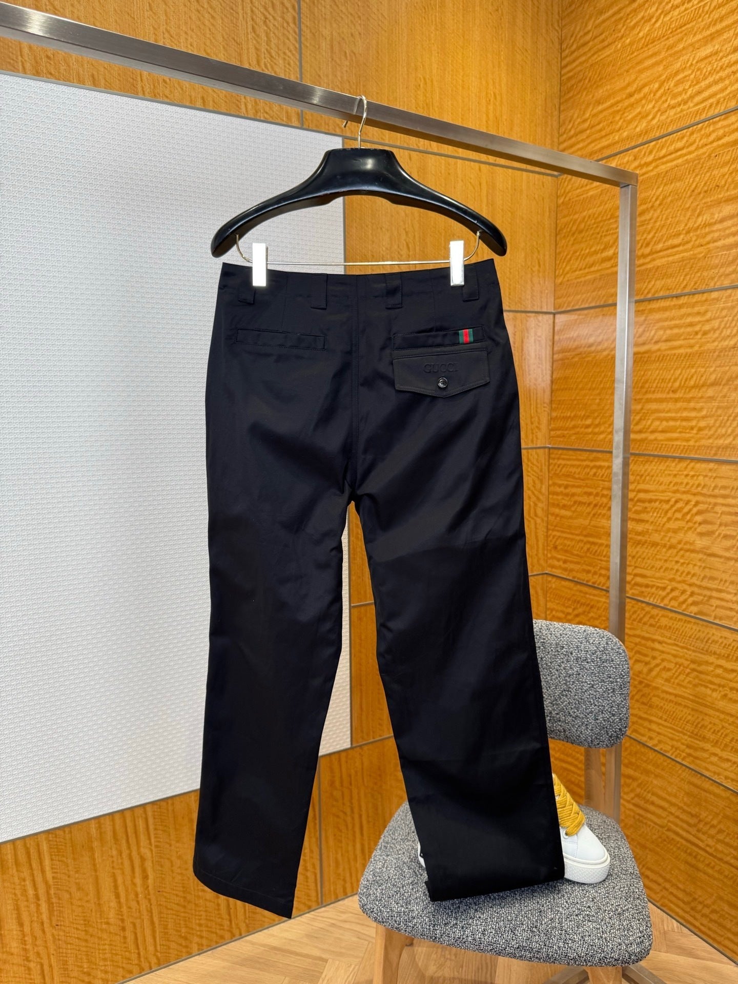 Gucci Cotton Twill Pants with Web Detail "Black"
