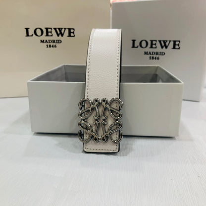 Loewe Anagram Leather Belt "White-Silver"