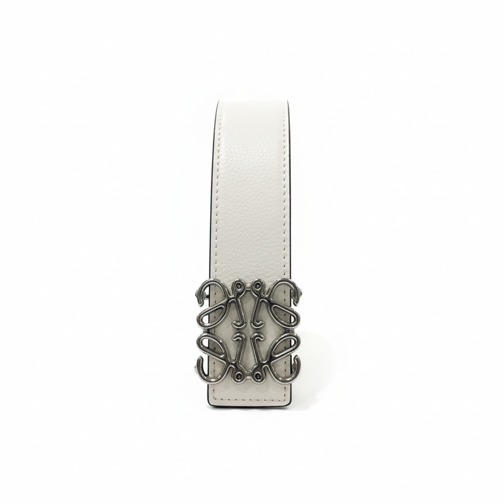 Loewe Anagram Leather Belt "White-Silver"