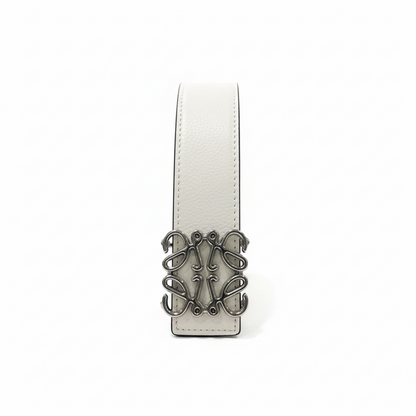 Loewe Anagram Leather Belt "White-Silver"