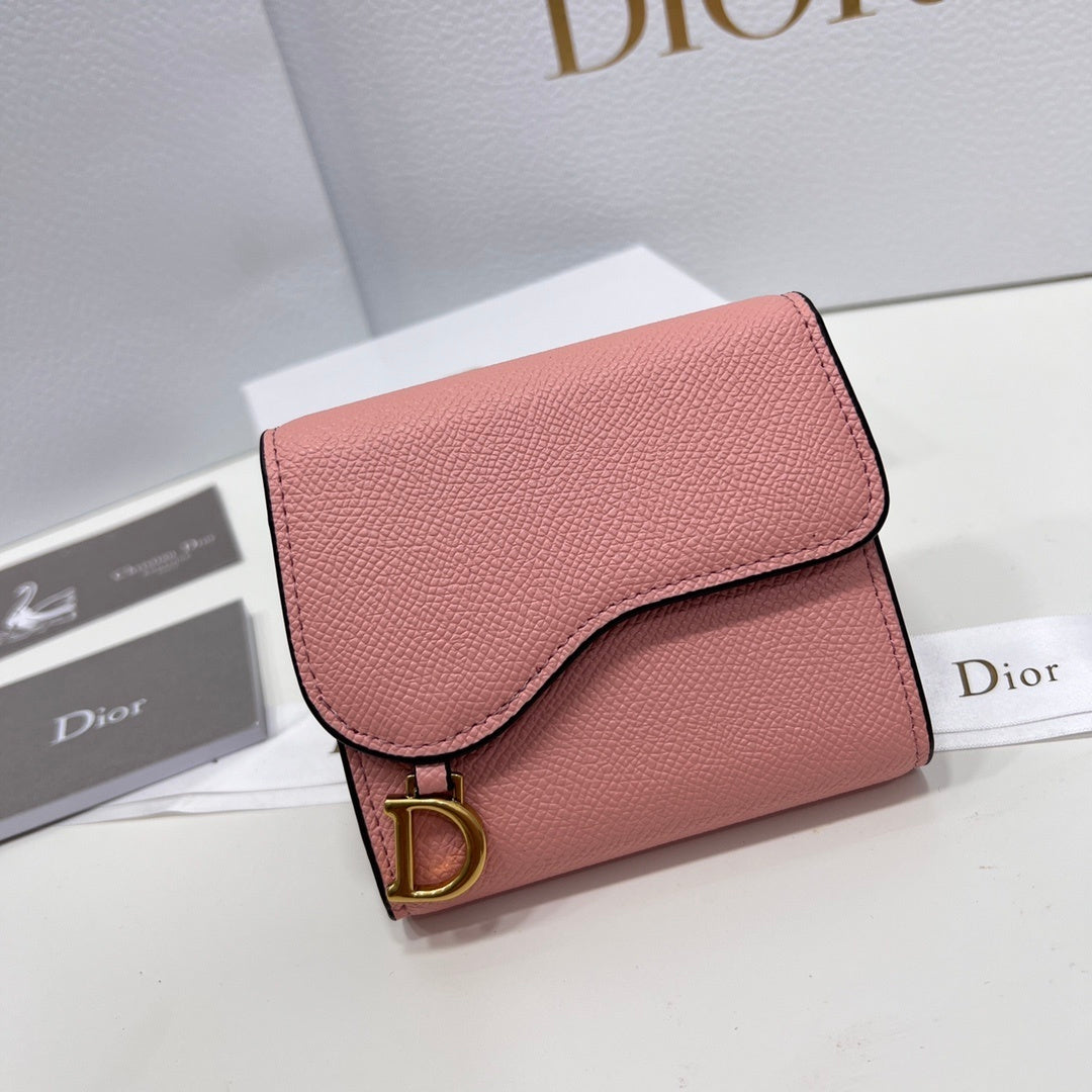 Dior Saddle Lotus Wallet Pink Goatskin