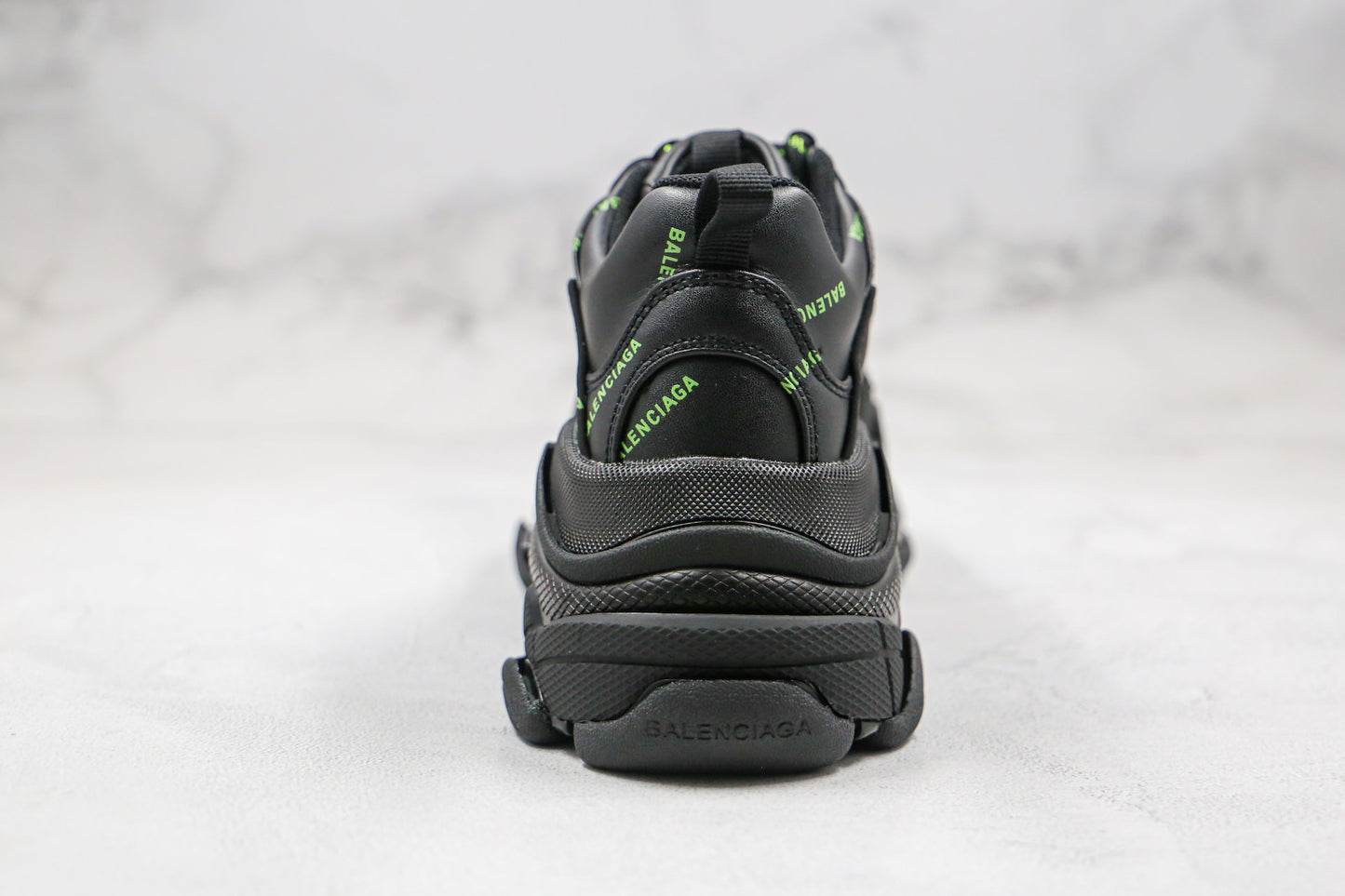 Balenciaga Triple S "Black-Green All Over Logo"