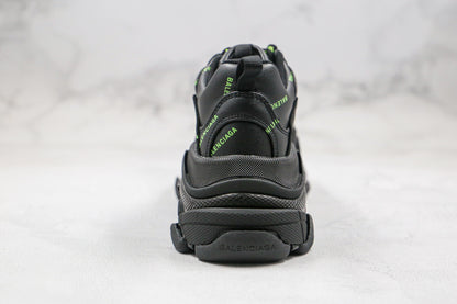 Balenciaga Triple S "Black-Green All Over Logo"