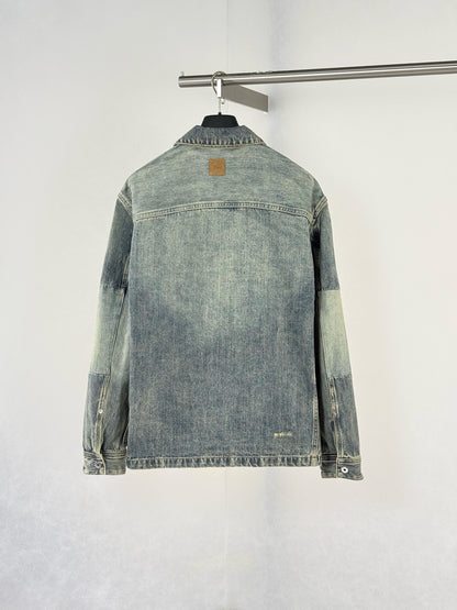 Dior Overshirt with Patchwork Effect "Blue Cotton Twill"
