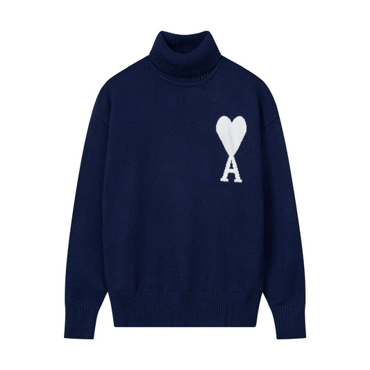 AMI Paris Ami De Coeur Turtleneck Sweater "Navy Blue"