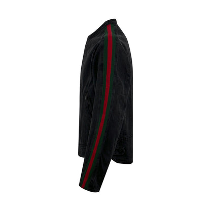 Gucci Denim Biker Jacket with Web Detail