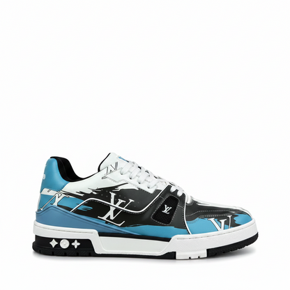 Louis Vuitton LV Trainers "Graphic Print White-Black-Blue"