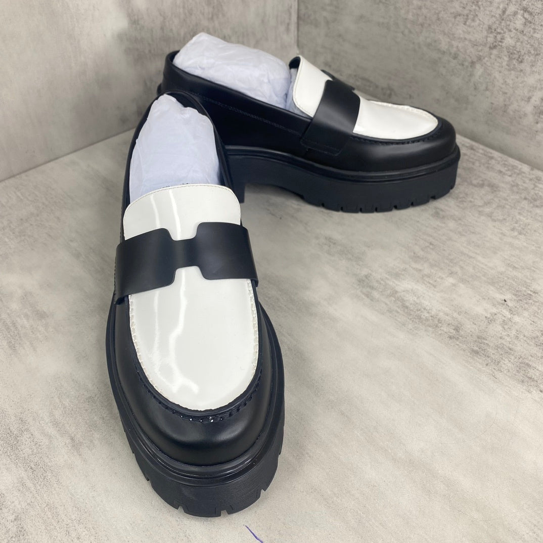 Hermes Leather Loafers "Black-White"