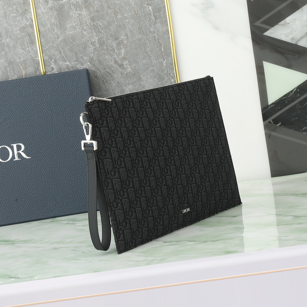 Dior A5 Triangle Pouch "Black Dior Oblique Jacquard"