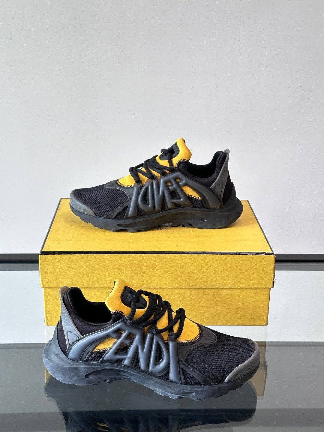 Fendi Tag Sneaker "Black-Yellow-Grey"