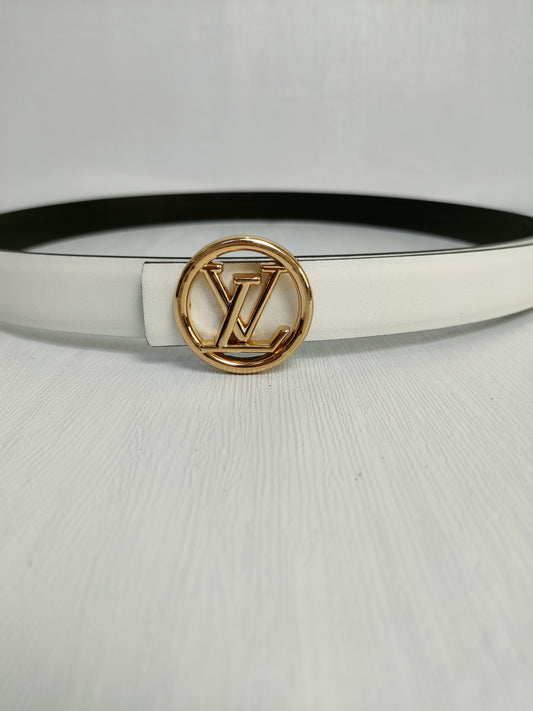 Louis Vuitton Leather Belt "White-Gold"