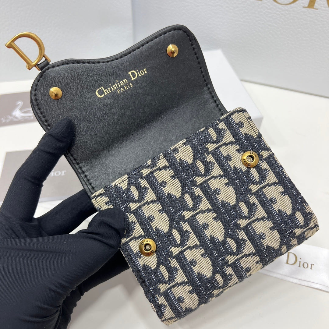 Dior Saddle Lotus Wallet "Beige and Black Dior Oblique Jacquard"