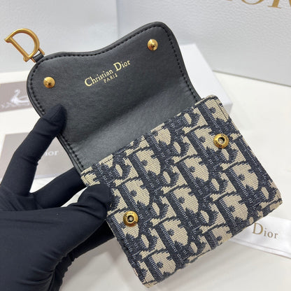 Dior Saddle Lotus Wallet "Beige and Black Dior Oblique Jacquard"