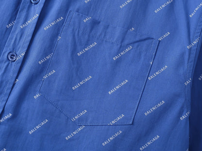 Balenciaga All Over Logo Shirt "Blue"
