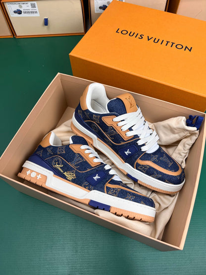 Louis Vuitton LV Trainers "Blue Denim-Brown"
