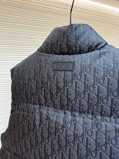 Dior Oblique Down Vest "Black Cotton-Blend Jacquard"