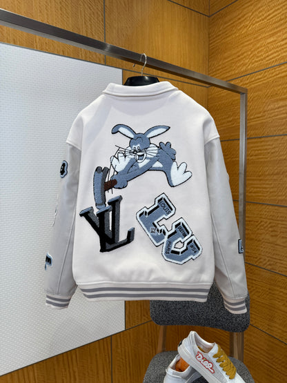 Louis Vuitton Multi-Patches Mixed Leather Varsity Blouson "Milky White"